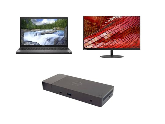 Notebook Dell Latitude 5500 + Docking station Dell WD19 USB-C K20A001 with 180W Adapter + Monitor Lenovo ThinkVision T27i-10 27"