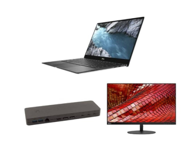 Notebook Dell XPS 13 9380 (8GB) + Fujitsu Thunderbolt 4 Port Replikator with 170W adapter FPCPR401BP + Lenovo ThinkVision T27i-10 27" IPS Monitor