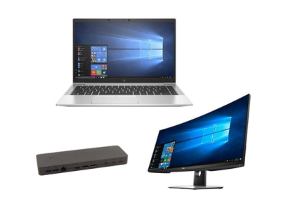 Notebook HP EliteBook 840 G7 + Fujitsu Thunderbolt 4 Port Replikator with 170W adapter FPCPR401BP + Dell 34" UltraSharp P3418HW Curved Ultrawide IPS Monitor
