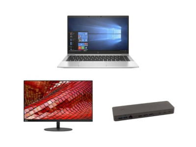 Notebook HP EliteBook 840 G7 + Fujitsu Thunderbolt 4 Port Replikator with 170W adapter FPCPR401BP + Lenovo ThinkVision T27i-10 27" IPS NEW Monitor