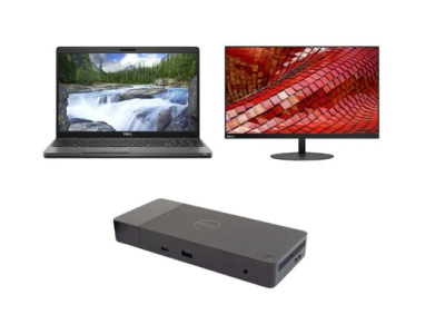 Notebook Dell Latitude 5500 + Docking station Dell WD19 USB-C K20A001 with 180W Adapter + Monitor Lenovo ThinkVision T27i-10