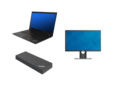Notebook Lenovo ThinkPad T490 + Docking station Lenovo ThinkPad USB-C Dock (Type 40A9) 90W Adapter + Monitor Dell Professional P2417H 24"