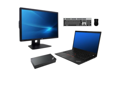 Notebook Lenovo ThinkPad T490 + Docking station Lenovo ThinkPad USB-C Dock (Type 40A9) 90W Adapter + Monitor HP Z24i 24"