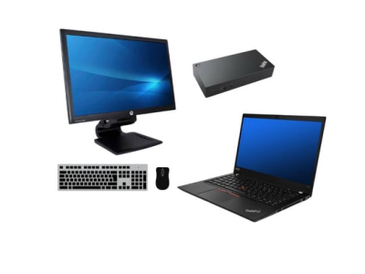 Notebook Lenovo ThinkPad T490 + Docking station Lenovo ThinkPad USB-C Dock (Type 40A9) 90W Adapter + Monitor HP Compaq LA2306x 23"