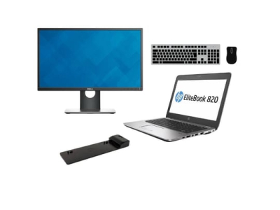 Notebook HP EliteBook 820 G3 (Touchscreen) + Docking station HP DIB Ultra Slim B9C86AV + Monitor Dell Professional P2417H 24"